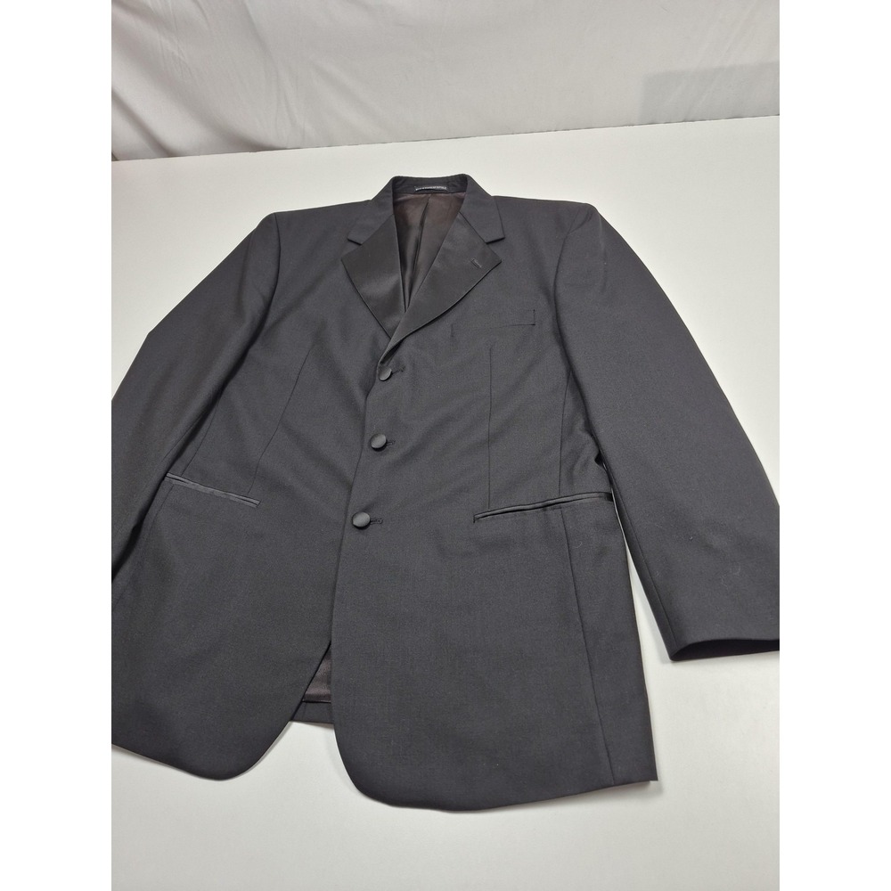 Giorgio Bissoni Suit Jacket Mens 42R Black Wool Tuxedo 3 Button Wedding